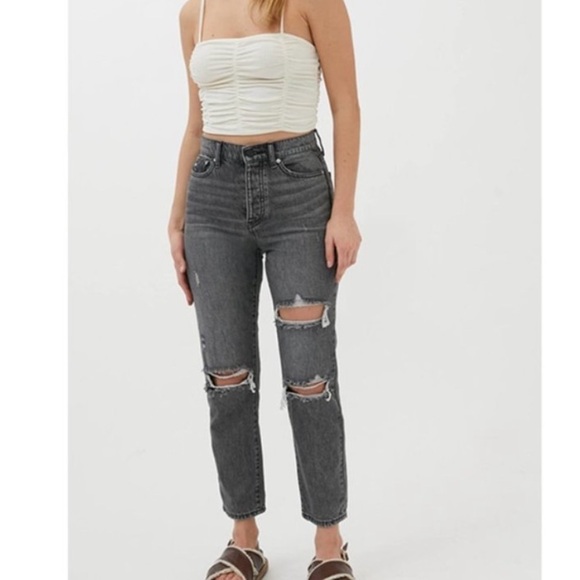 BDG Denim - BDG Urban Outfitters High Waisted Slim Straight Jeans Distressed Black 26 I